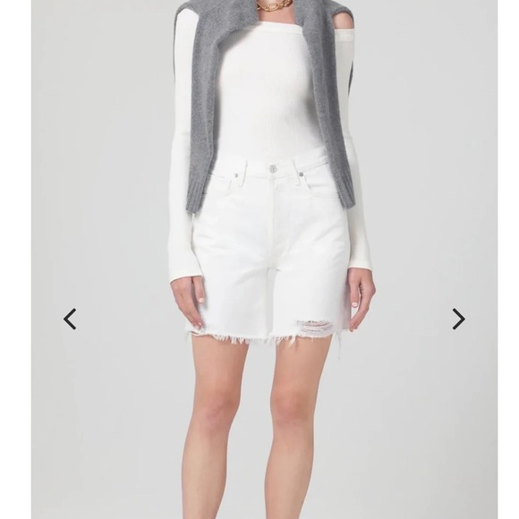 Citizens Of Humanity Pants - CITIZENS OF HUMANITY - CAMILLA FRAYED HEM SHORT STARLIGHT